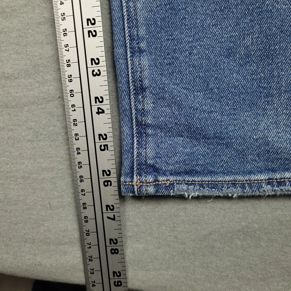 American Eagle Mom Straight Jeans Womens Sz 4 High Rise Distressed Denim Blue